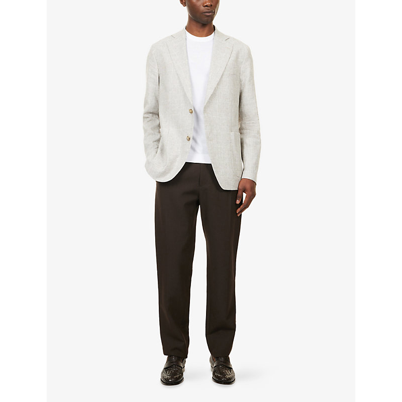Mens Ferry Single-Breasted Linen-Blend Blazer