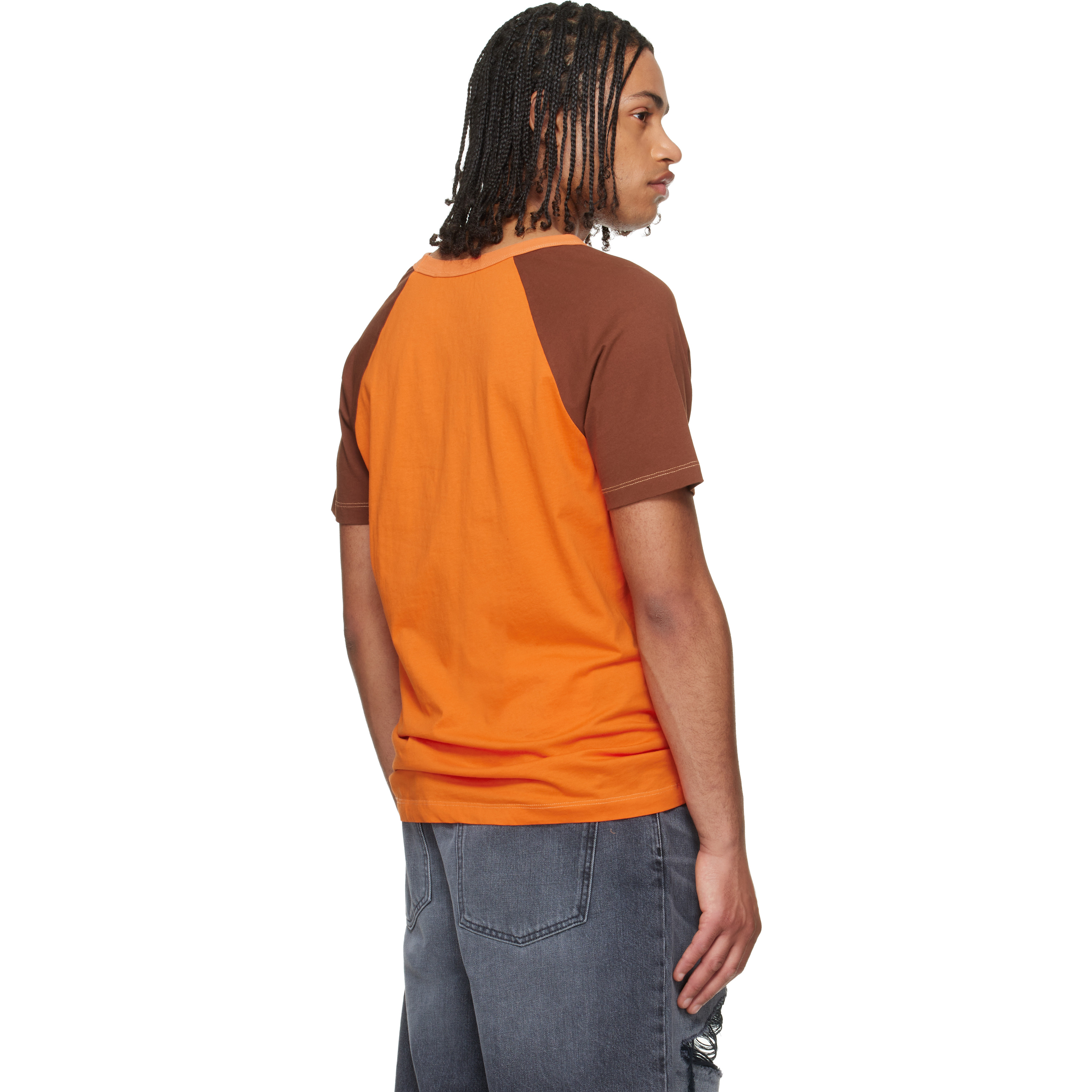 Orange Ty Cout Raglan Colorblock Print T-shirt