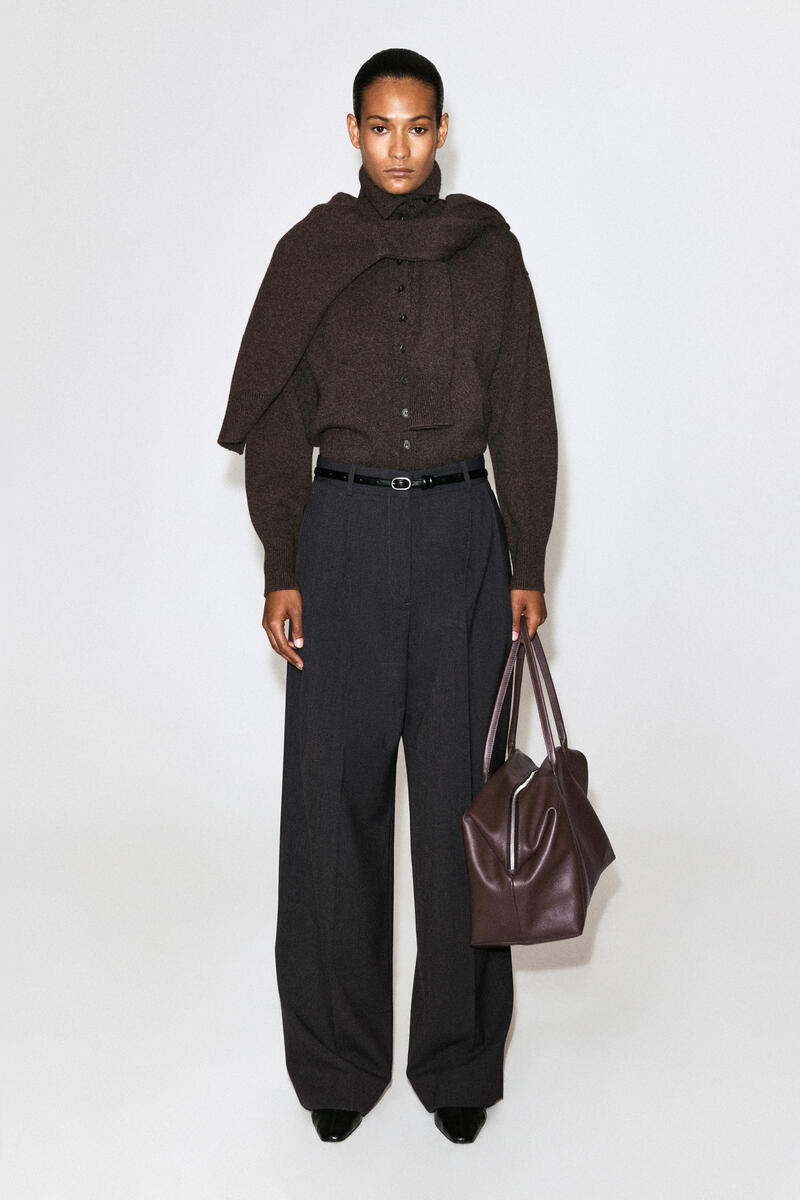 Sculpted Cashmere Mock-Neck Cardigan