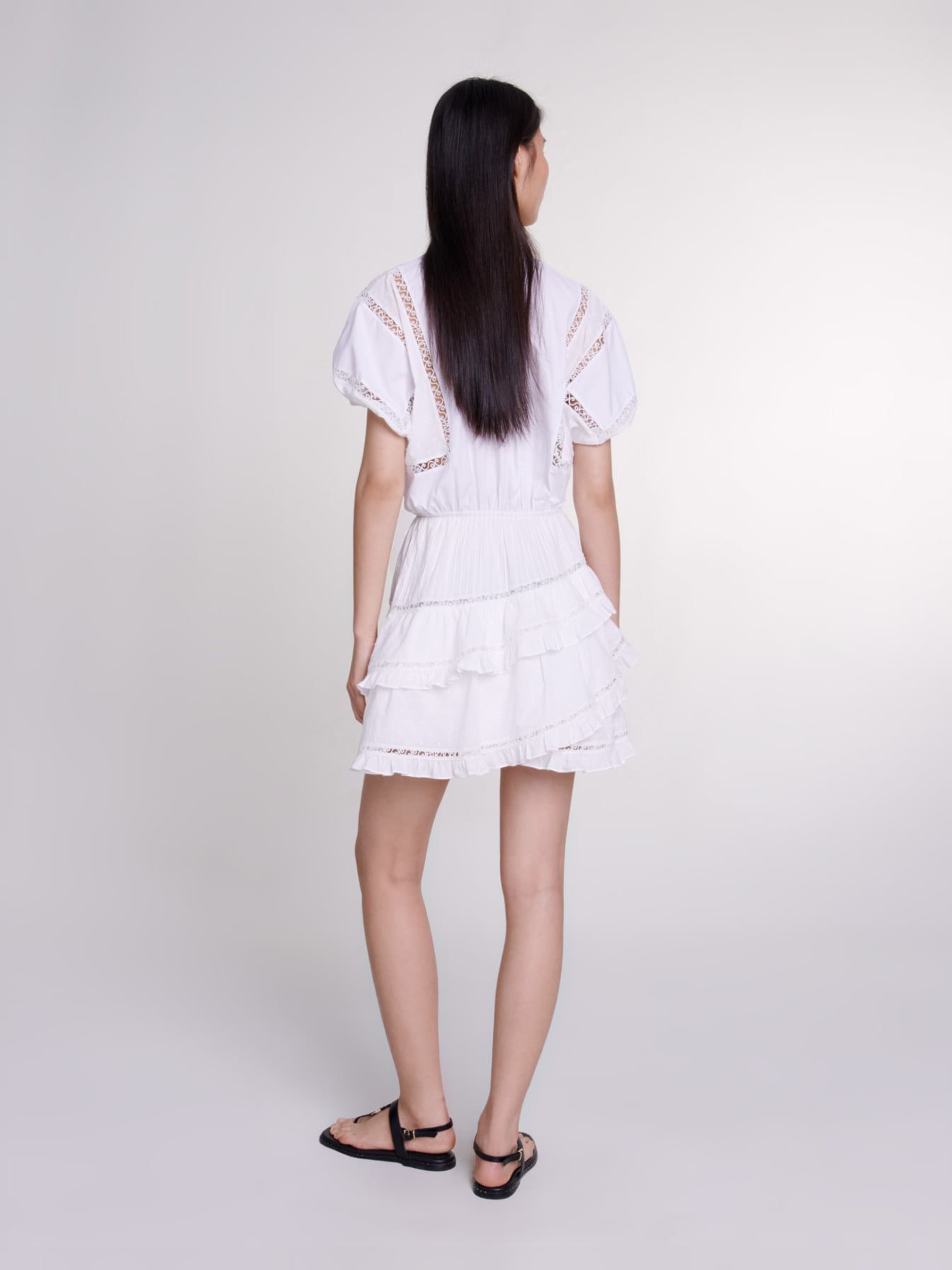 Broderie-anglaise cotton minidress - White
