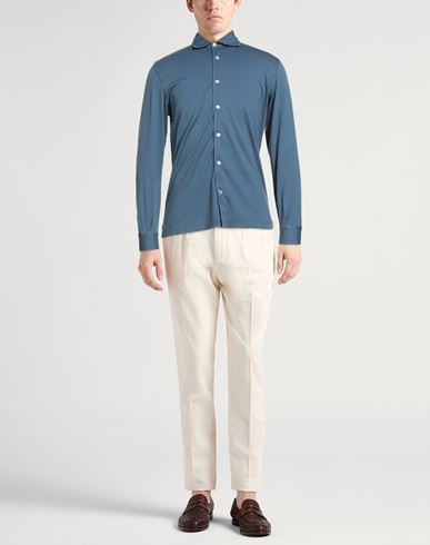 Man Shirt Slate blue Size 38 Organic cotton