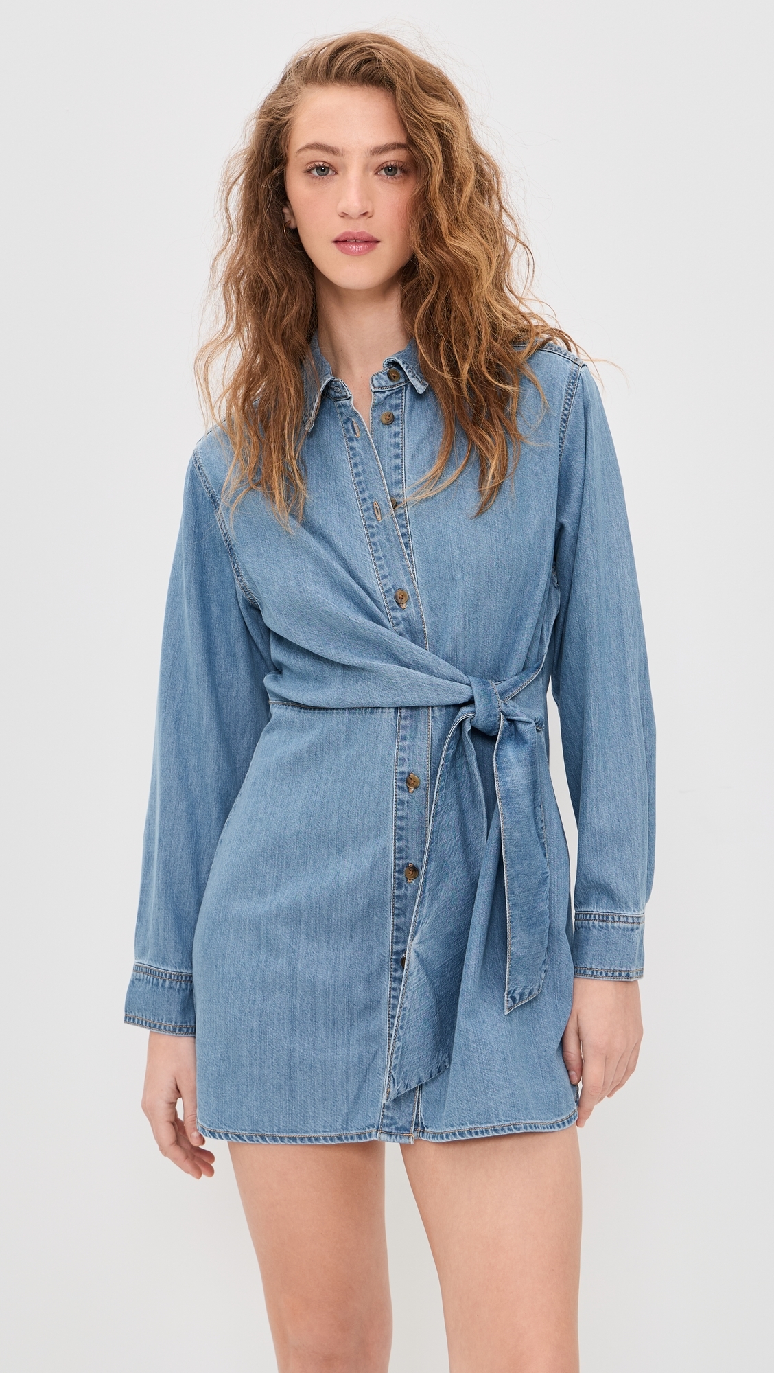 Denim Wrap Shirt Dress Indigo266