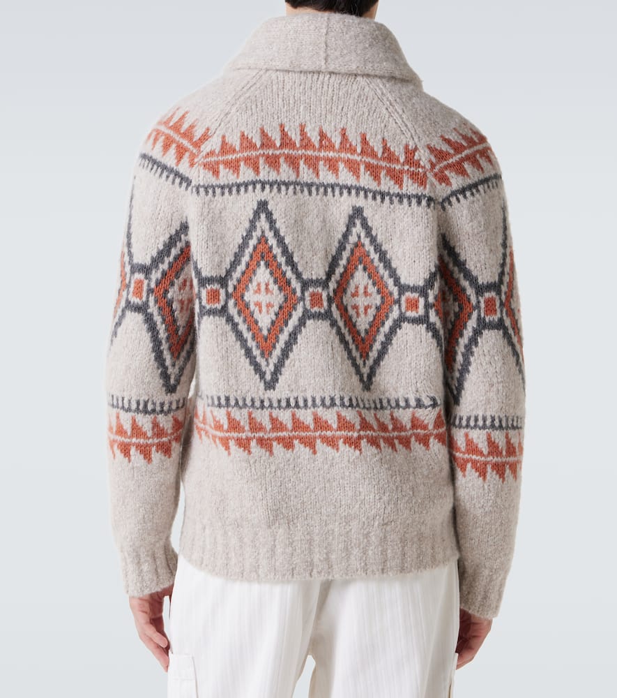Jacquard wool-blend cardigan