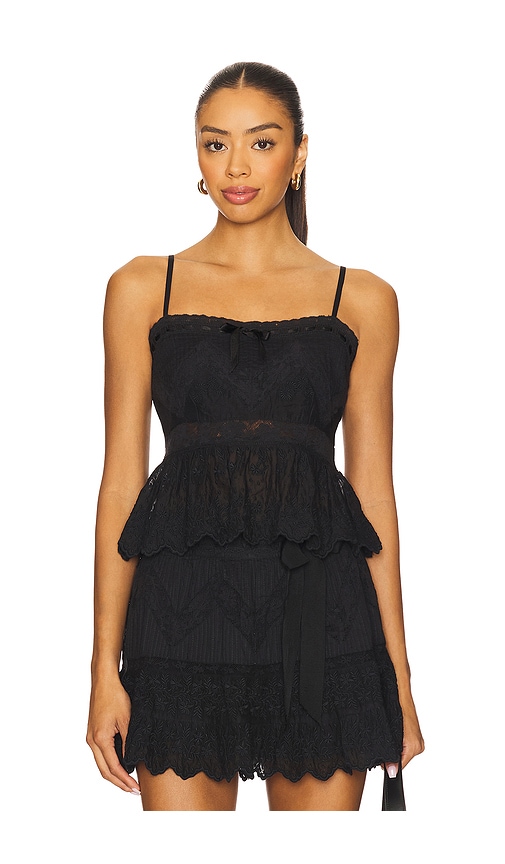LoveShackFancy Rowina Top in Black. -  6 also in 0, 10, 2