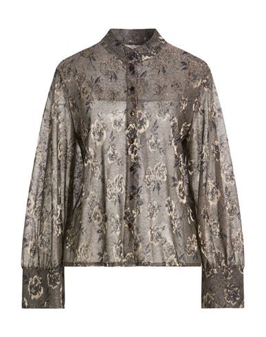 Momoní Woman Shirt Gold Size 2 Viscose, Polyester, Polyamide, Metallic fiber