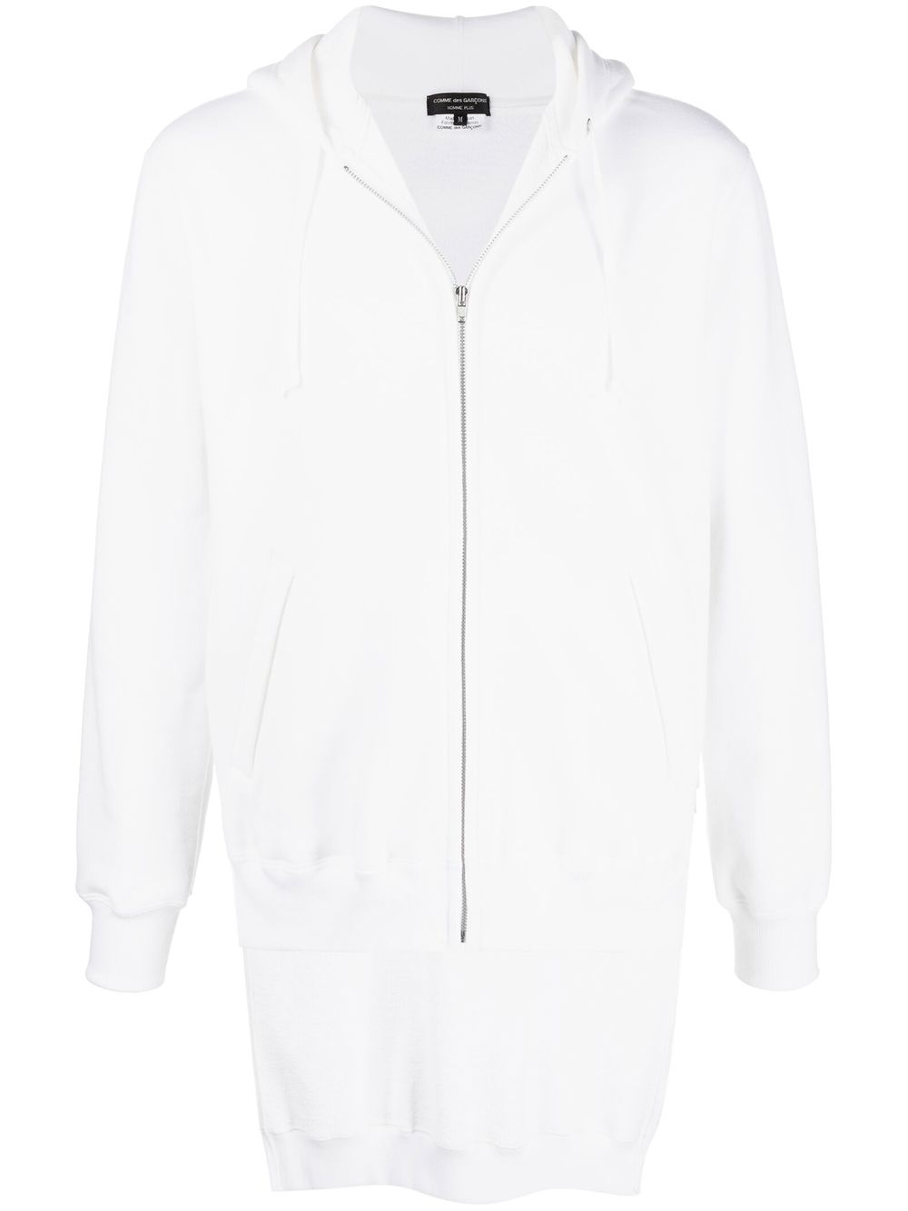 Asymmetric-hem hoodie - White