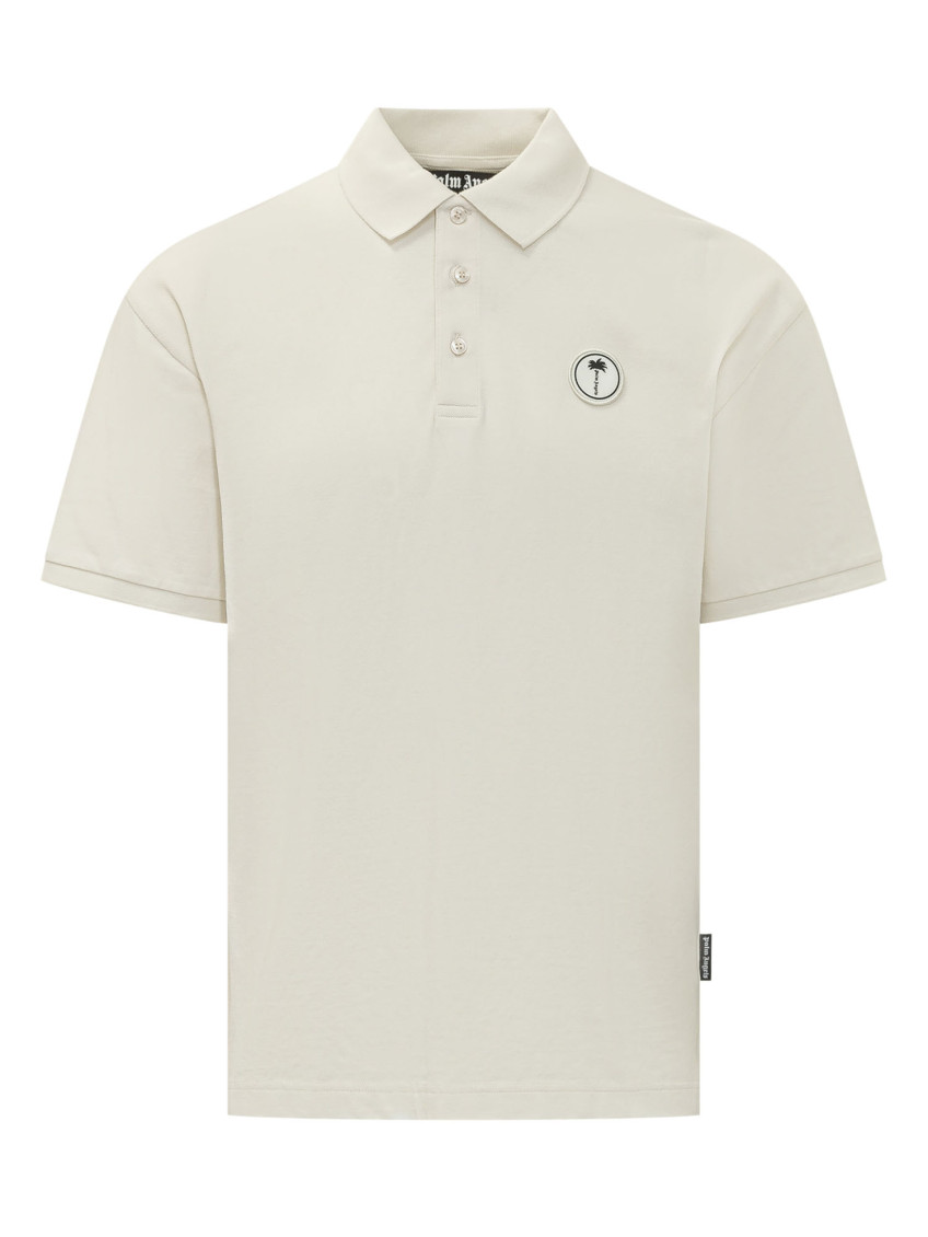 White Logo Shirt Collar Polo