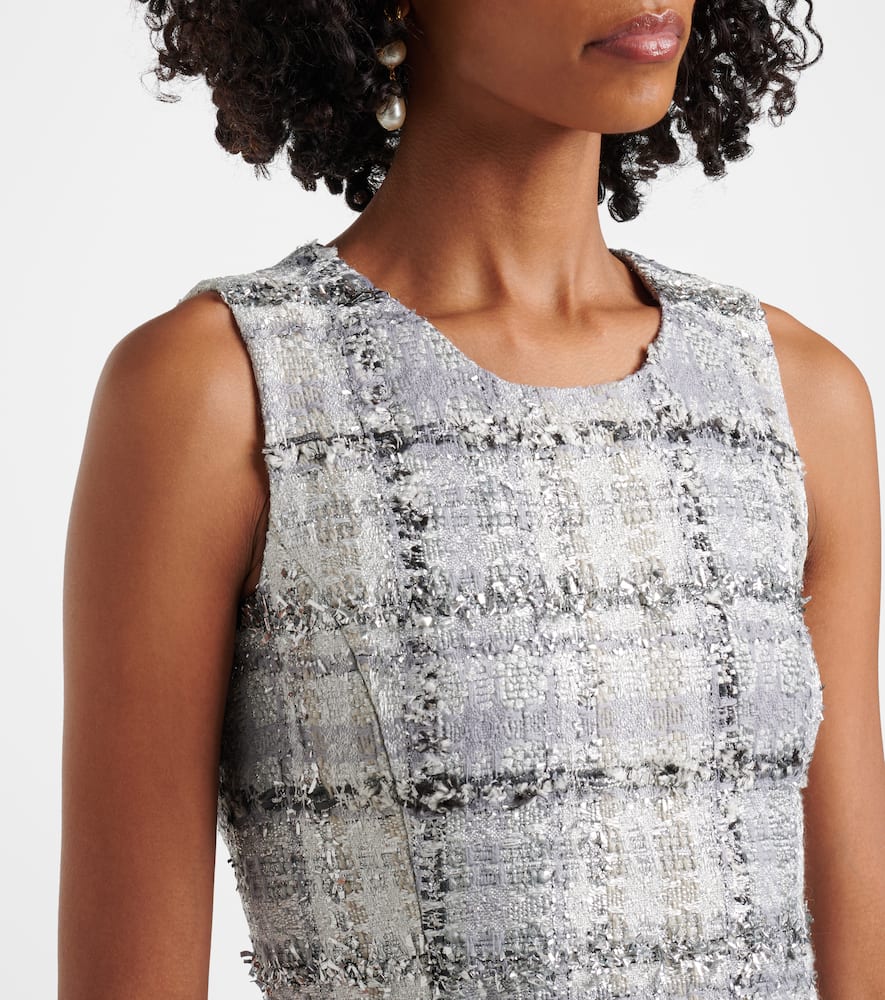 Checked lamé tweed minidress