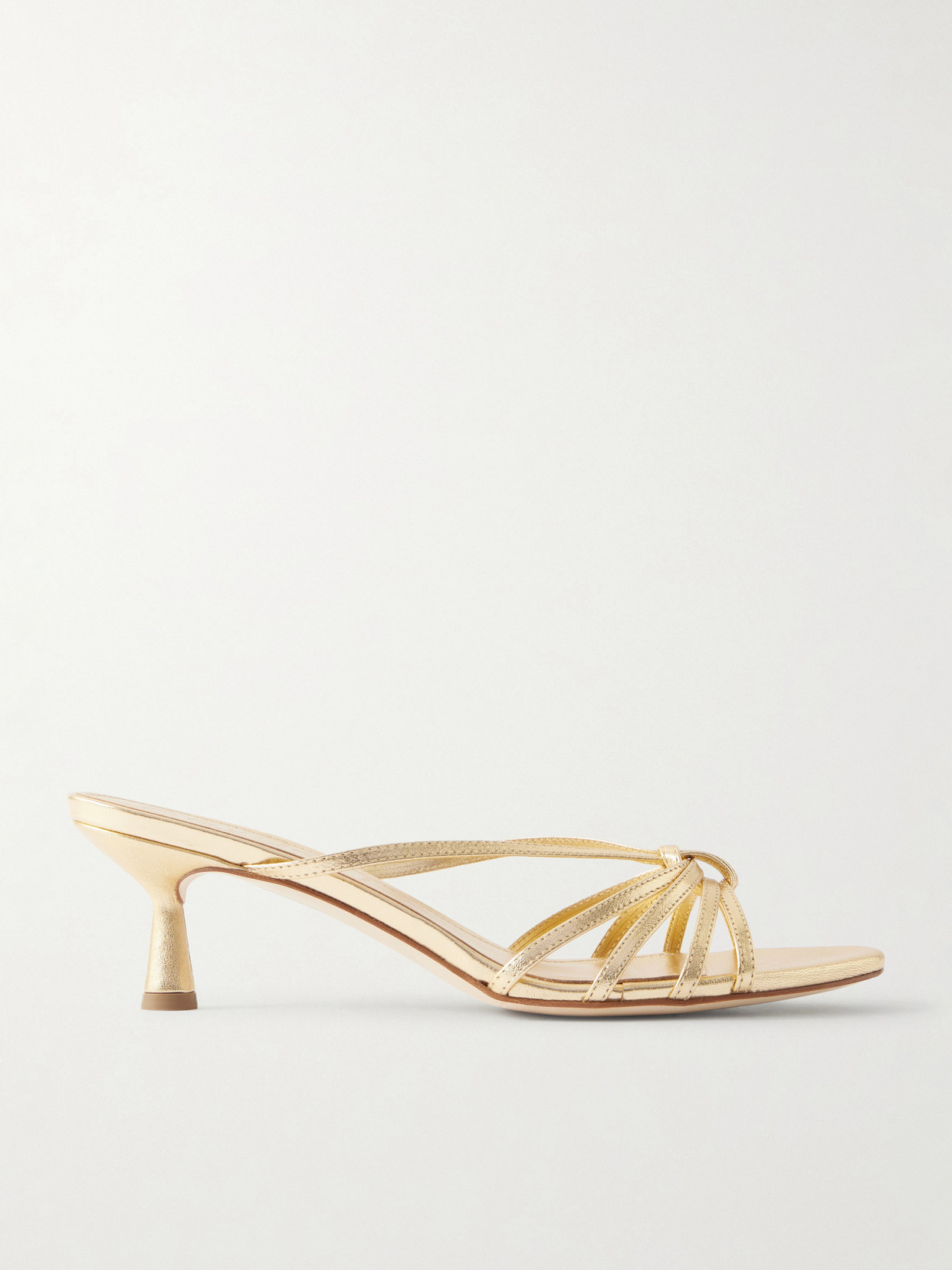 Abby Metallic Leather Mules - Gold