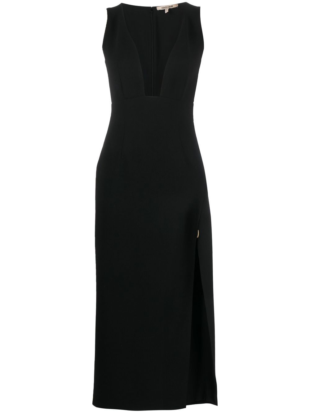 V-neck side-slit dress - Black