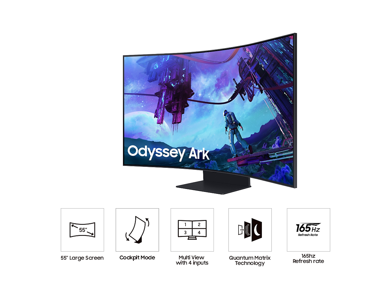 55" Monitor Odyssey Ark 2nd Gen. 4K UHD 165Hz 1ms in black (GtG) Quantum Mini-LED Curved Gaming Screen(LS55CG970NNXGO)