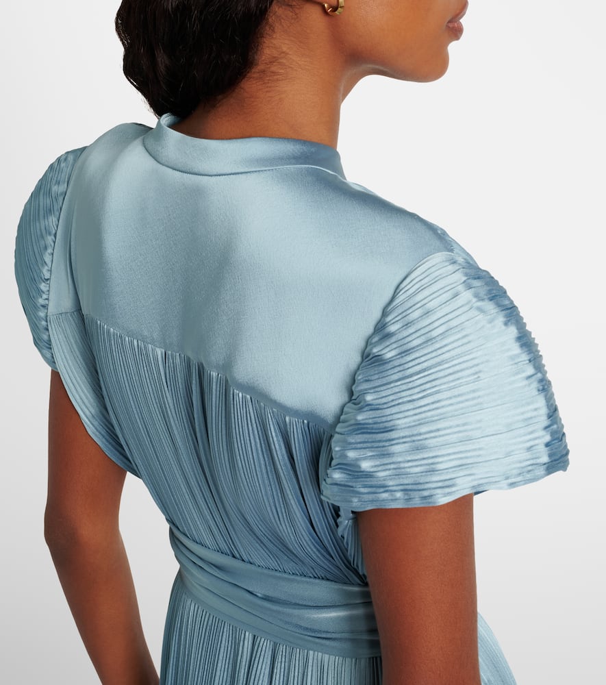 Phare plissé satin midi dress