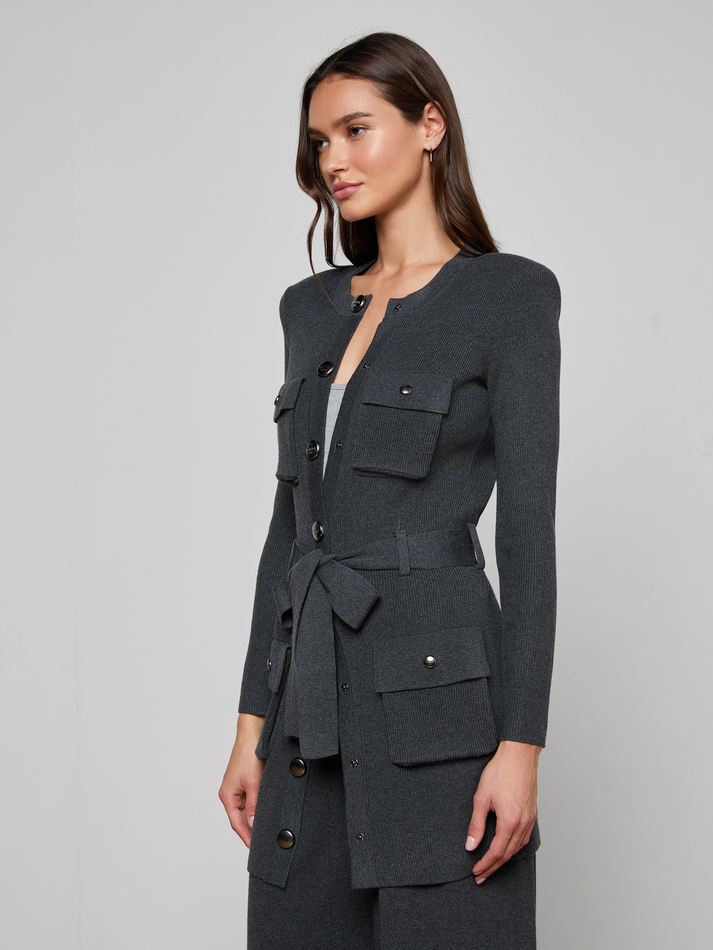 Lore Cardigan In Charcoal Grey/gunmetal