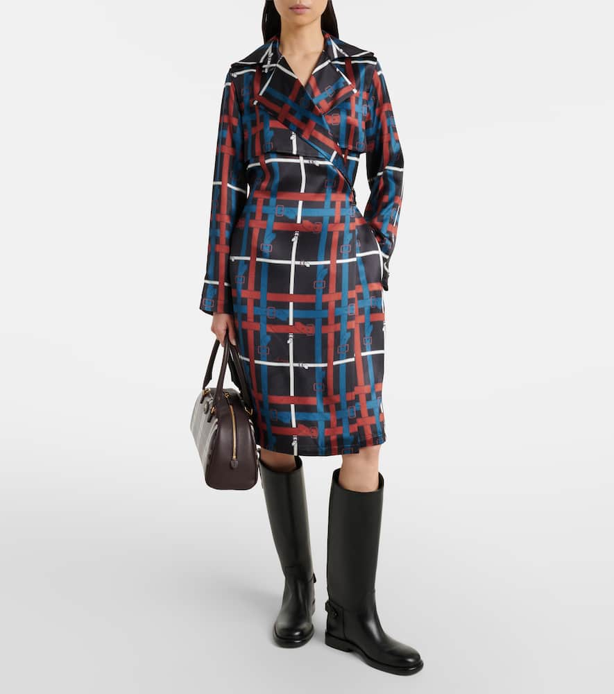 Belt Check crêpe wrap dress