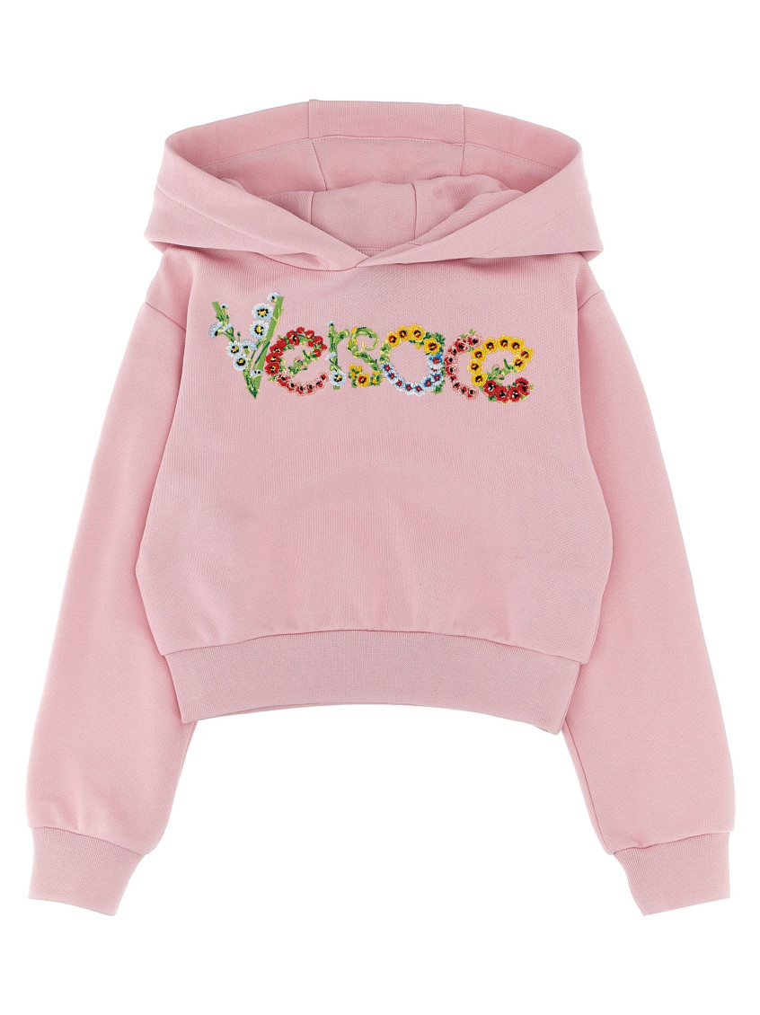 Girls Pink Embroidered Hoodie