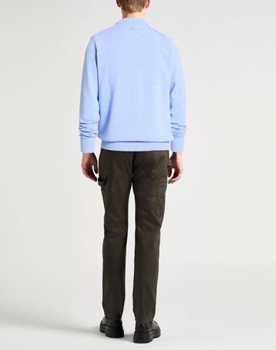 Man Sweater Light blue Size L Cotton, Linen