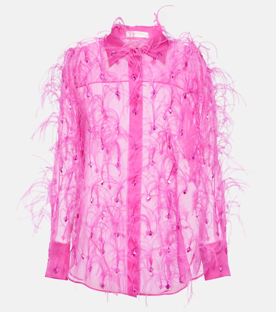 Embroidered silk organza blouse