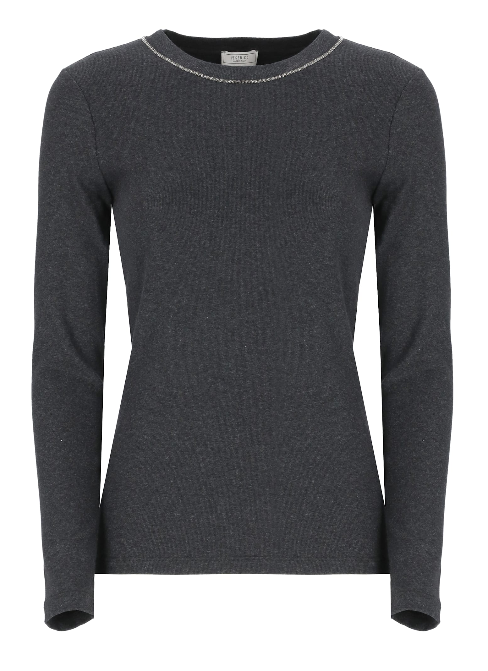 Punto Luce-trim jersey top - Grey