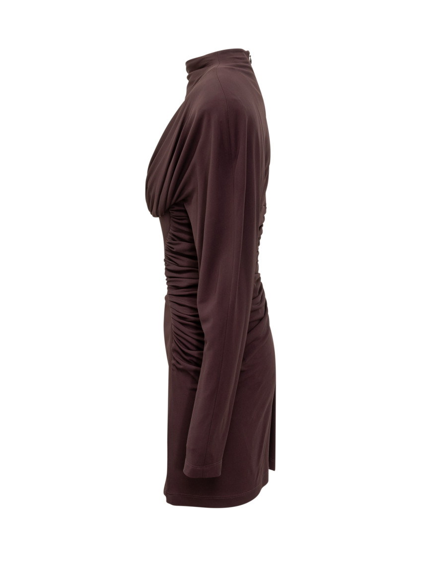 High-neck Ruched Mini Dress