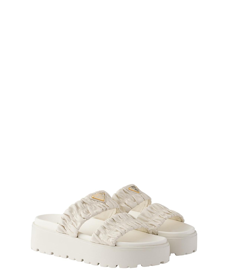 Women's Matelasse Nappa Leather Flatform Slides