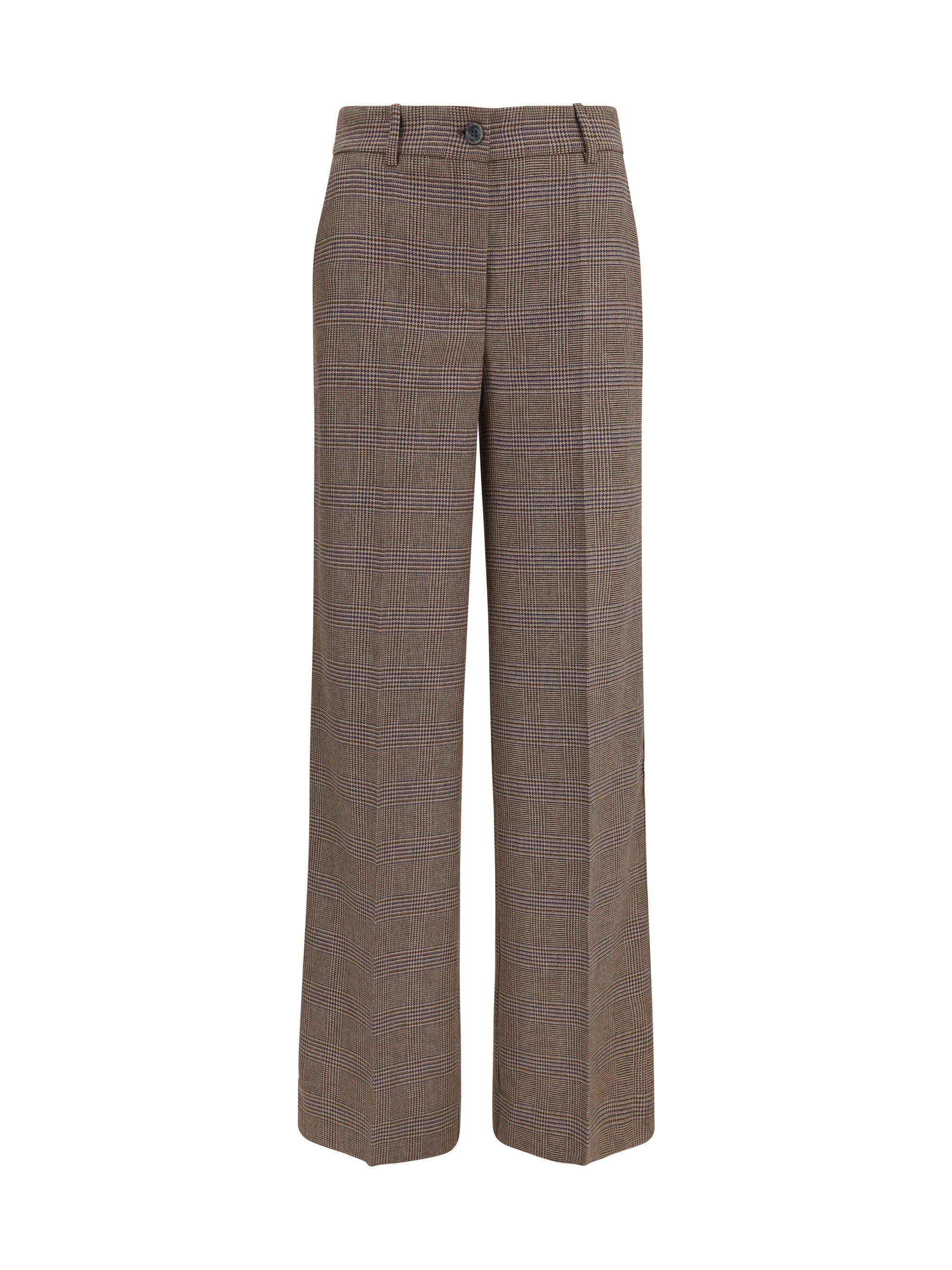 Wool-Blend Palazzo Trousers — Brown