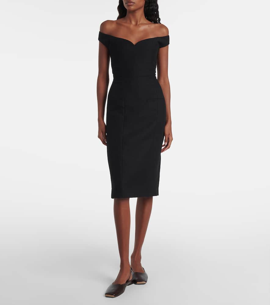 Bonny wool and linen-blend midi dress