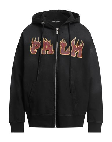 Man Sweatshirt Black Size L Cotton, Polyester, Leather