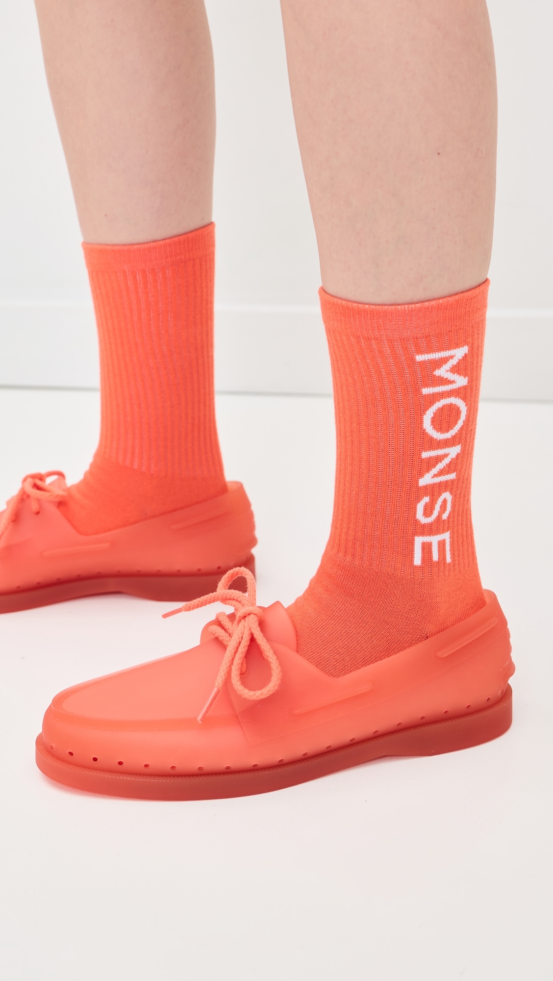 X Monse Authentic Original Jelly Boat Shoes Bright Orange