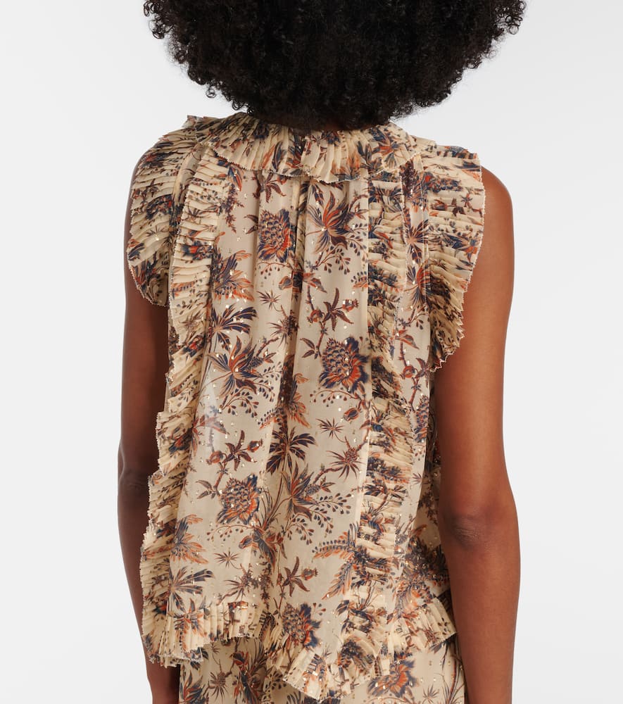 Sabra printed silk-blend chiffon top