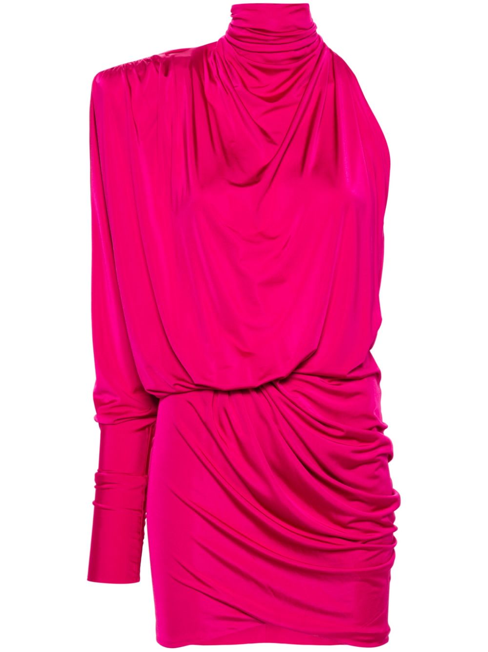 Ruched one-shoulder dress - Pink
