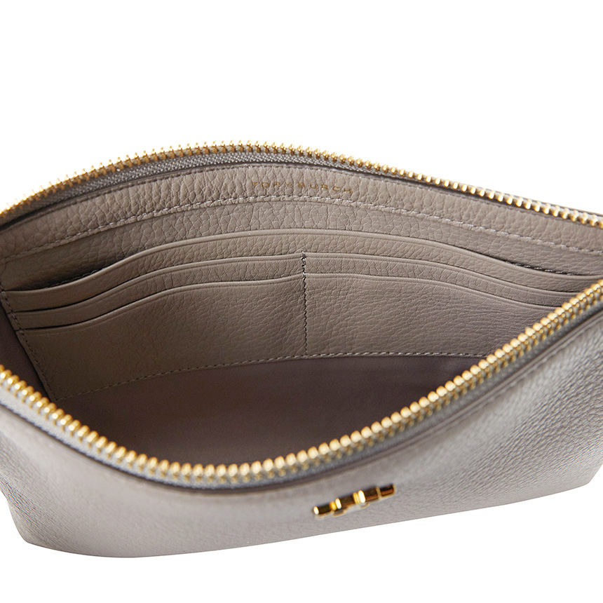 Kira Clutch In Grey Leather