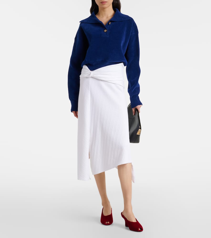 Cropped cotton-blend velvet sweatshirt