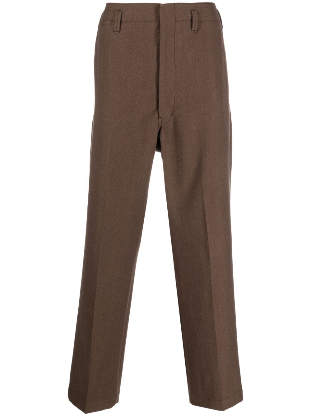 Straight-leg virgin wool-blend trousers - Black