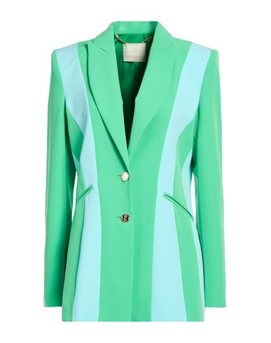 Woman Blazer Green Size 6 Polyester, Elastane