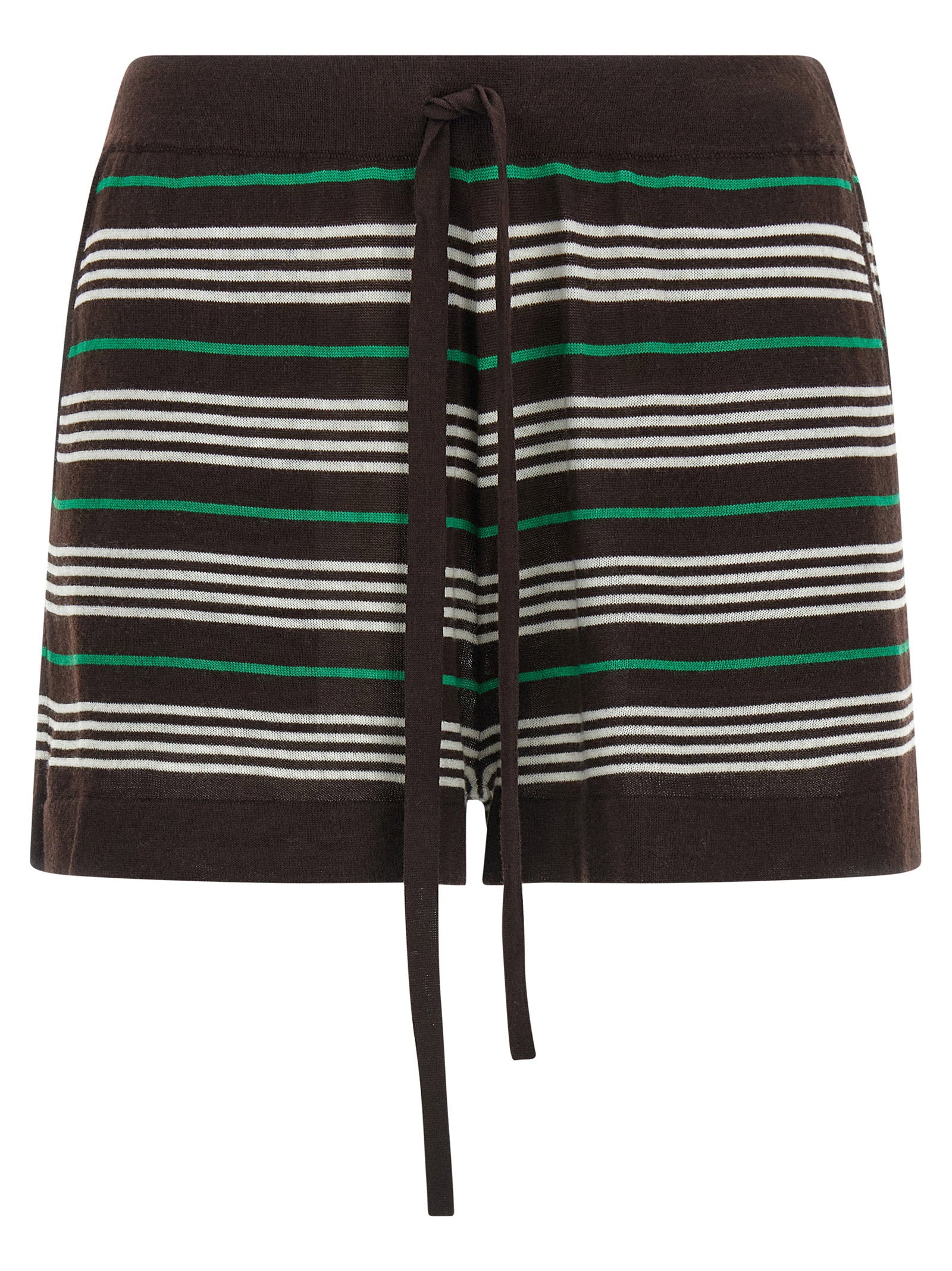Striped Wool Blend Shorts — Brown