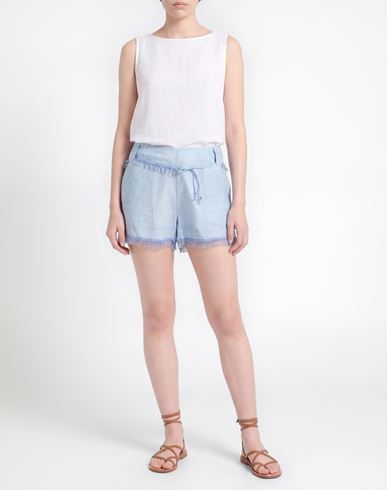 Woman Shorts & Bermuda Shorts Light blue Size M Linen