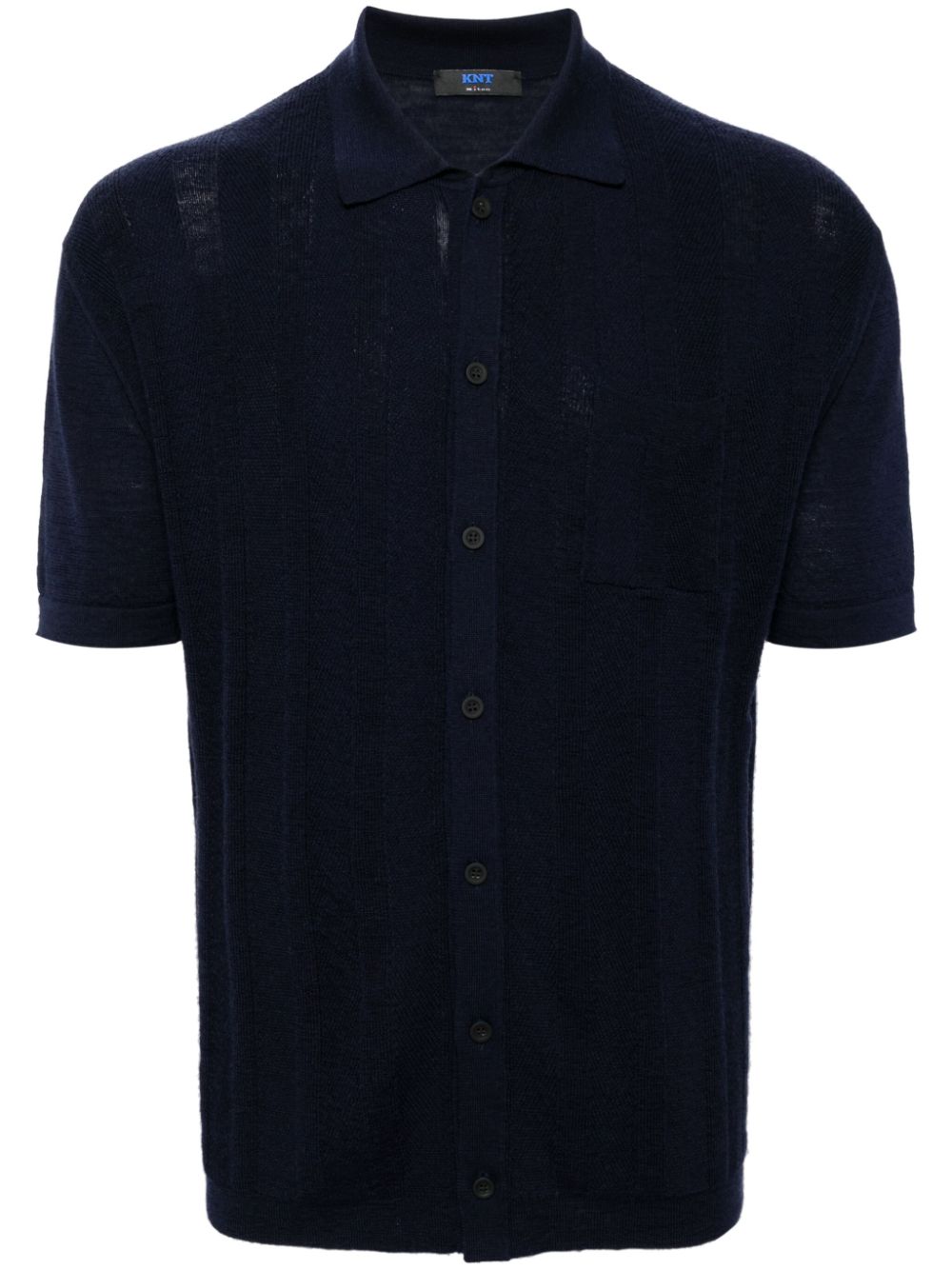Polo-collar button-up shirt - Blue