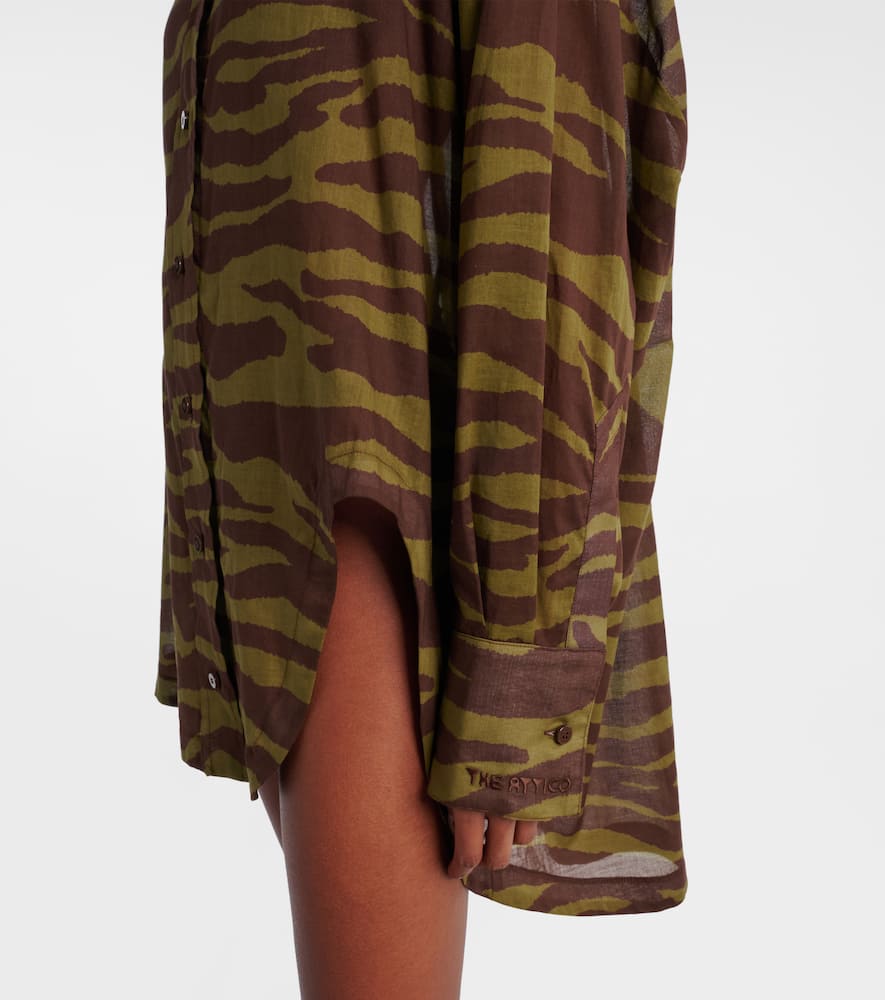 Zebra-print cotton muslin shirt