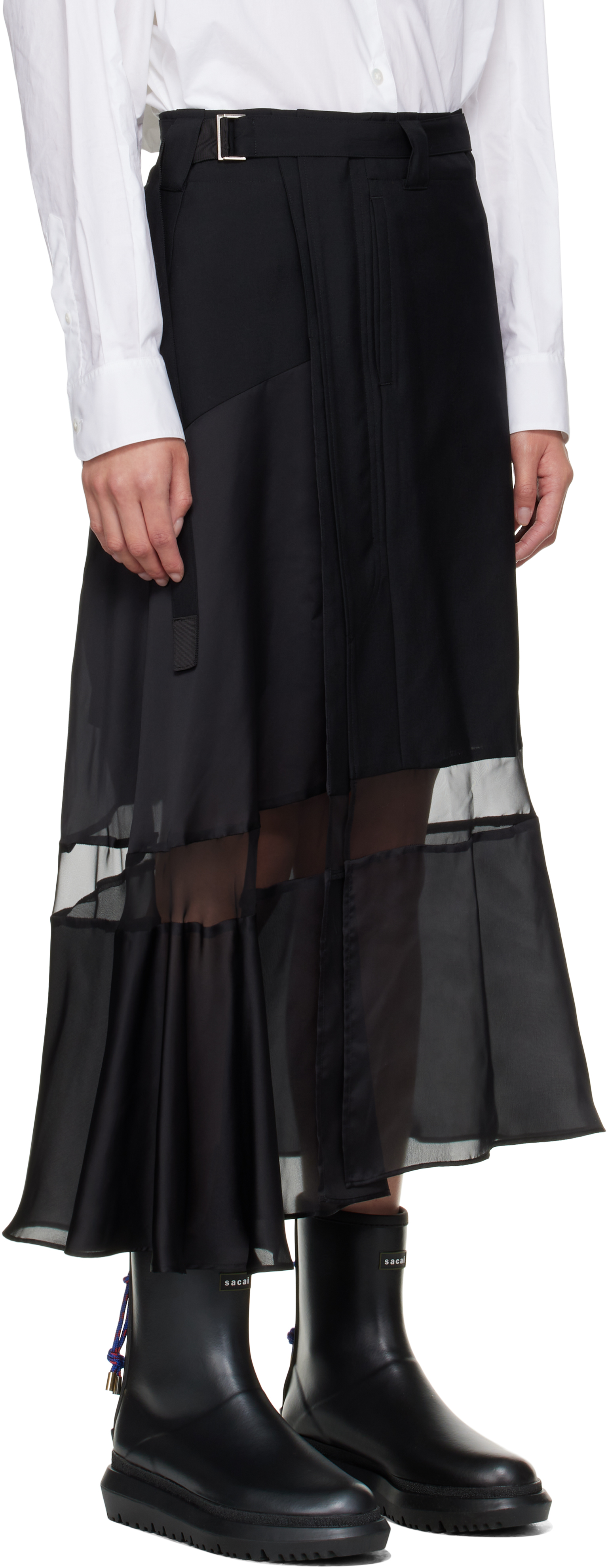 Black Suiting Midi Skirt