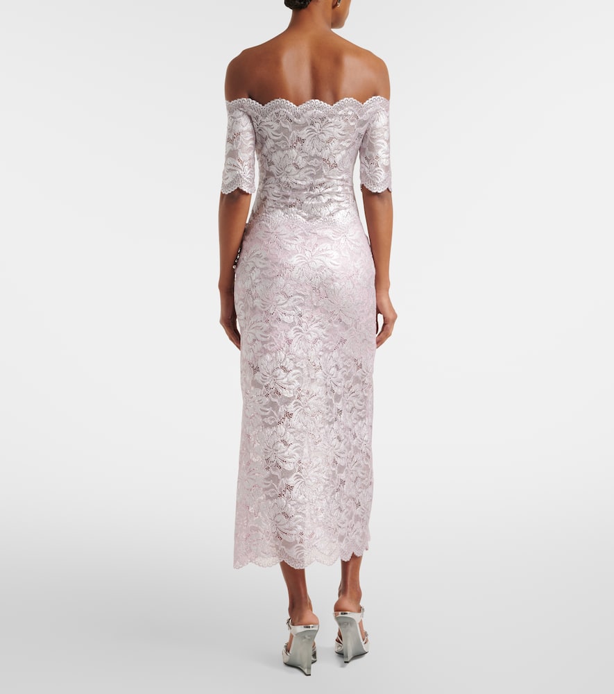 Floral lace midi skirt