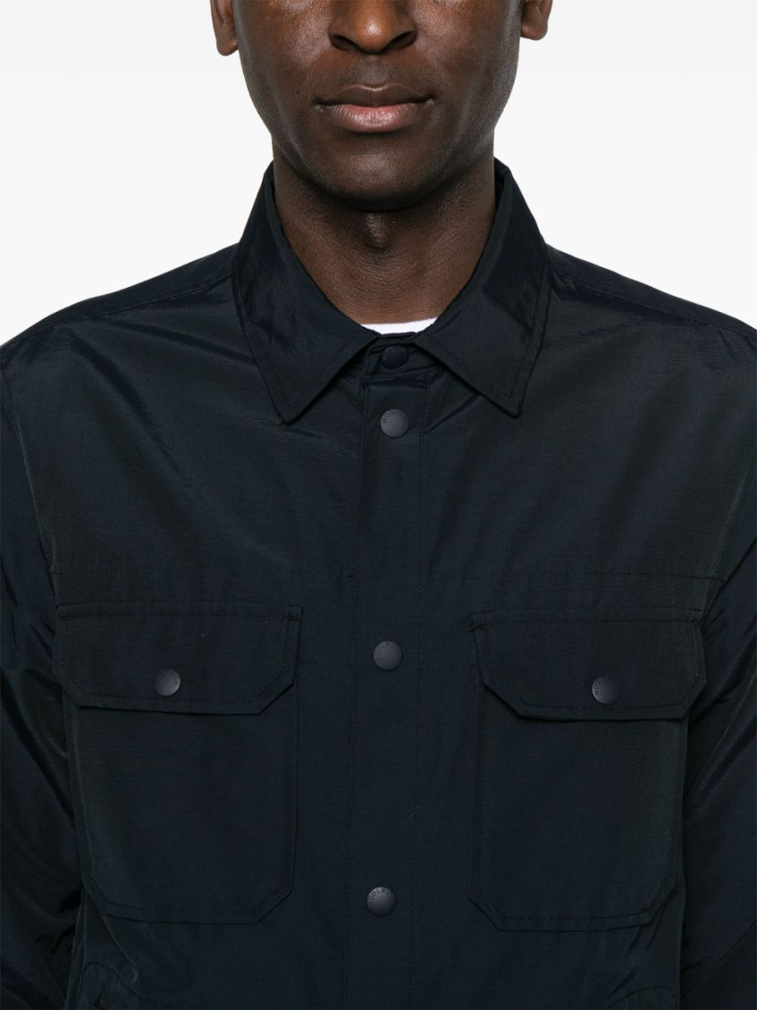 Navy Blue Cotton Blend Shirt