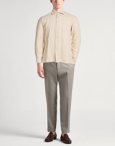 Man Shirt Beige Size 3XL Linen