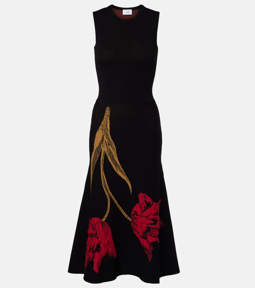 Floral jacquard midi dress