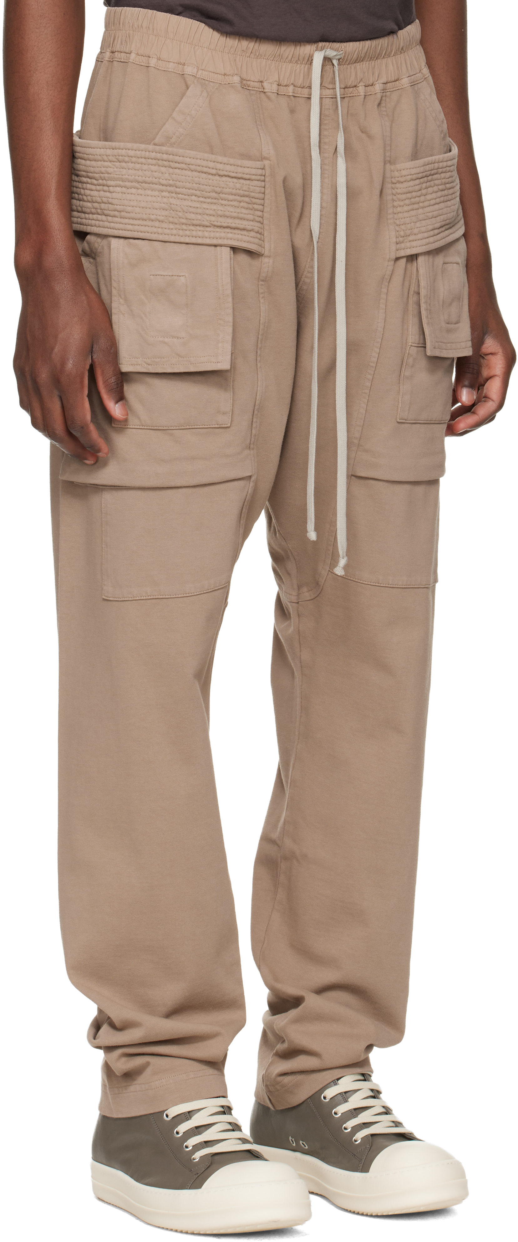 Taupe Temple Creatch Drawstring Cargo Pants