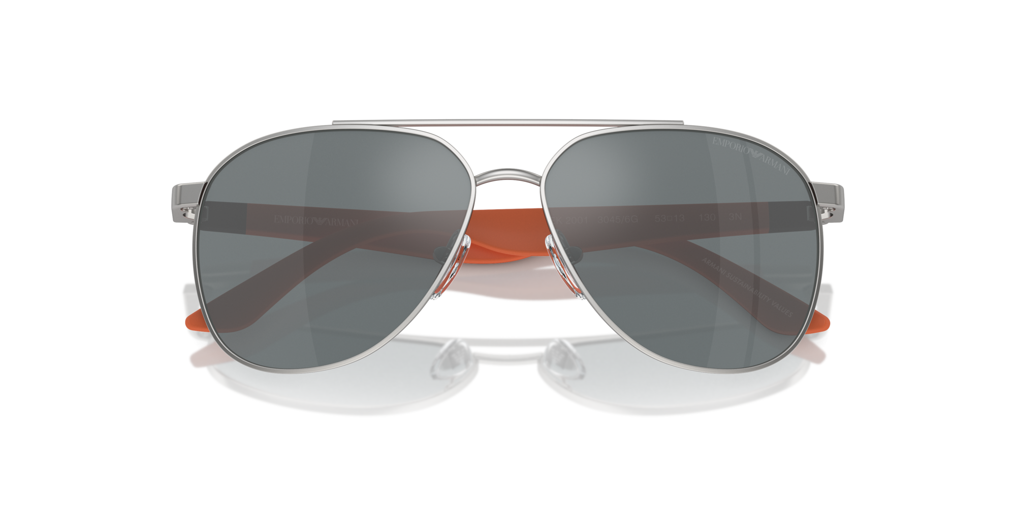 Emporio Armani Kid Emporio Armani EK2001 30456G Sunglasses Metal Silver Grey Pilot Mirrored Mirror