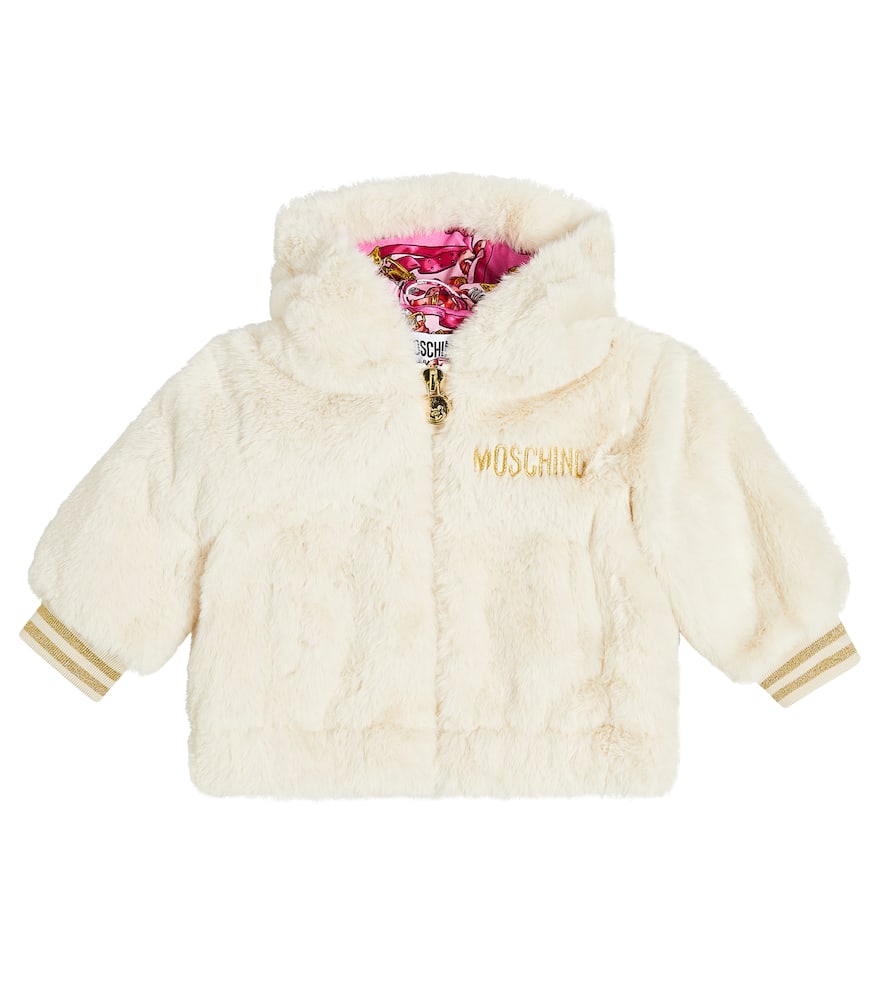 Moschino Kids Baby hooded faux fur jacket