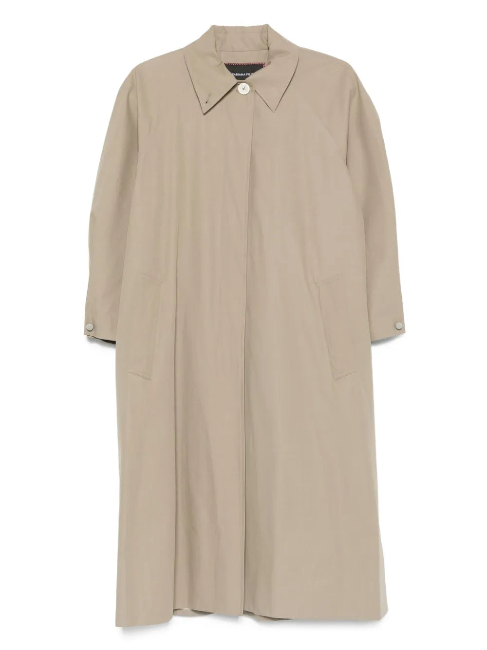 Button-Fastening Raglan-Sleeve Coat — Beige
