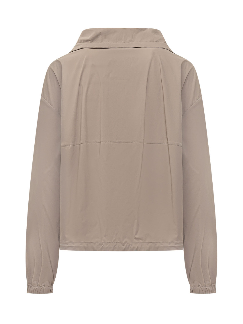 Beige Solid Shirt Collar Jacket