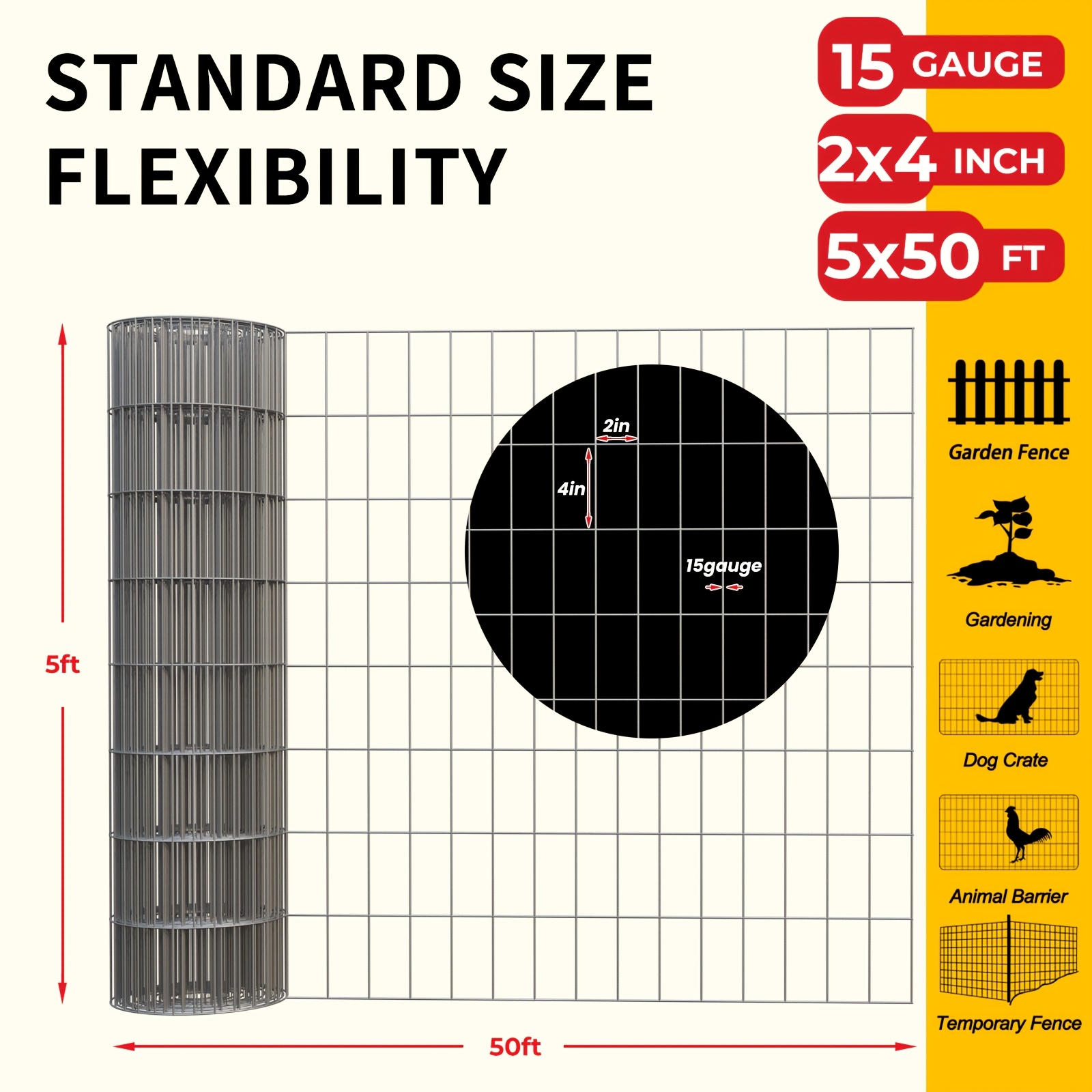TEMU 304 Stainless Steel Welded Wire Mesh, Chicken Coop Wire Fence Wire Mesh, Cage Poultry Garden Plant Support Containment Fence