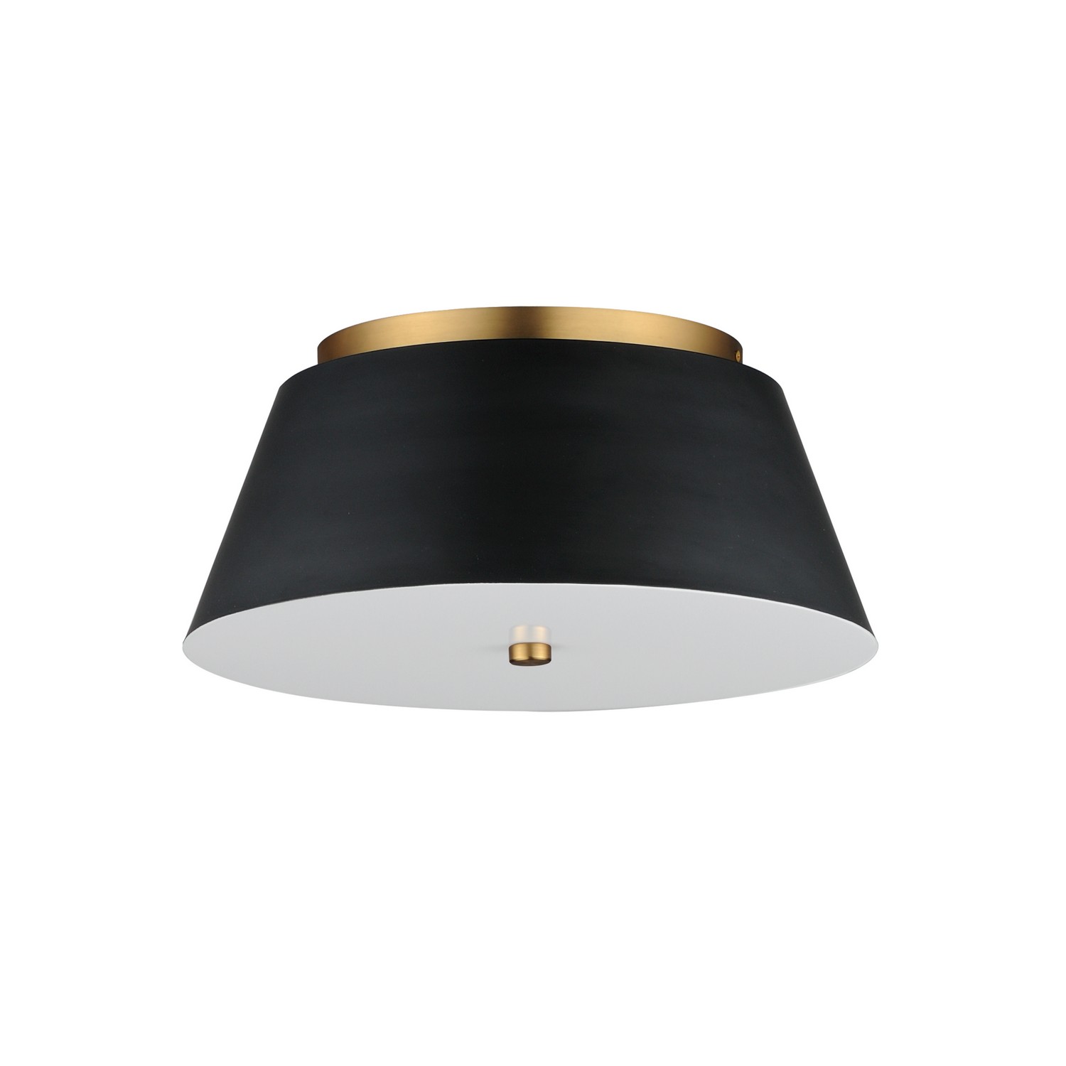 Miles 1-Light LED Flush Mount in Black with Natural Aged Bra